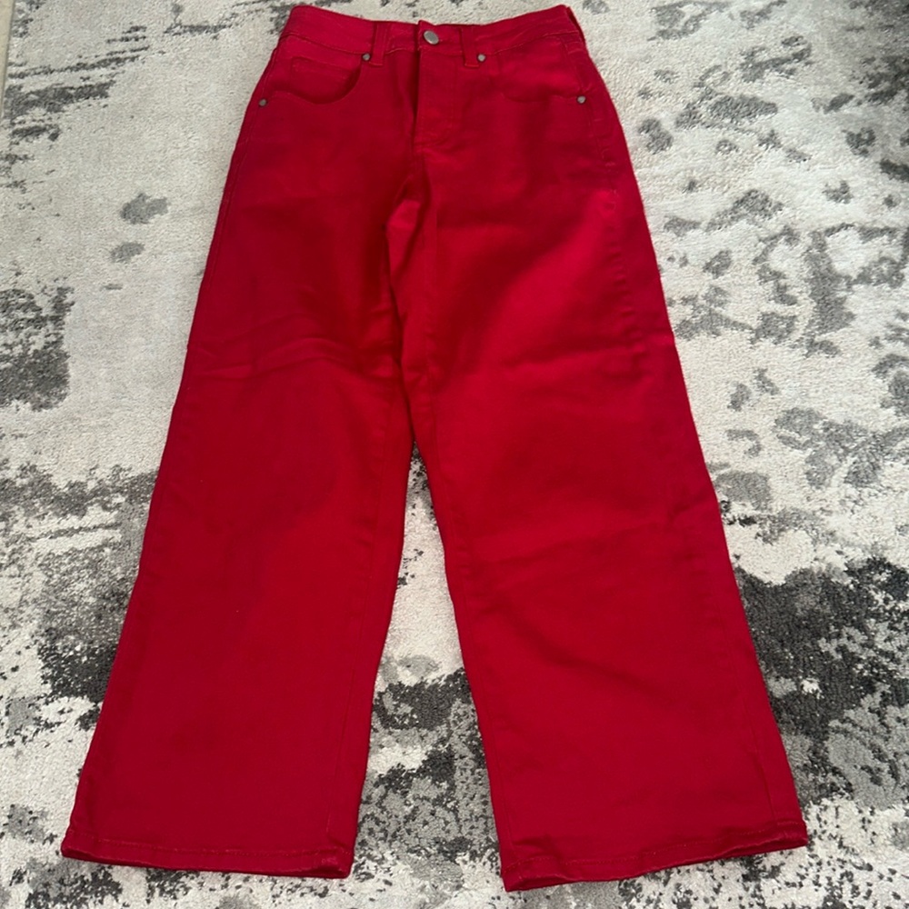 Universal Standard red wide leg jeans